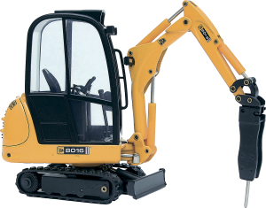 Мини-экскаватор JCB 8016 с гидромолотом Delta F-3