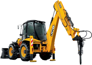 Экскаватор-погрузчик JCB-5CX с гидромолотом Delta F-7