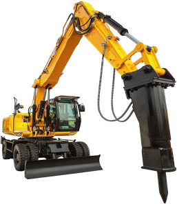 Колесный экскаватор Hyundai R180W-9S с гидромолотом Delta F-10