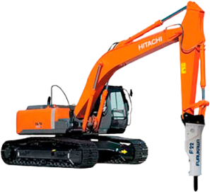 Гусеничный экскаватор Hitachi ZX250LCN-3 с гидромолотом Delta F-20S